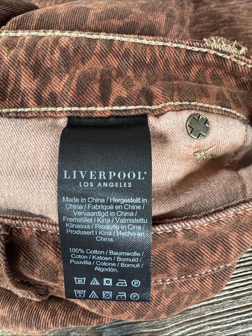 Liverpool Hanna cropped flare raw hem leopard animal print brown jeans 28 - Picture 6 of 10